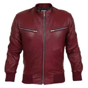 High Value Man (HVM) Men Maroon Red Genuine Leather Jacke - XS