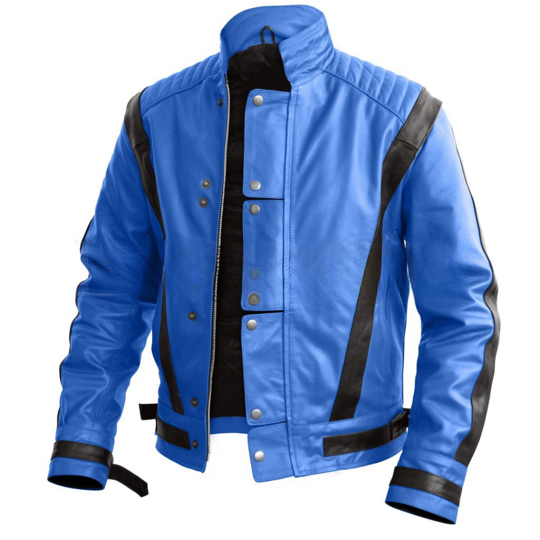 High Value Man (HVM) Leather Skin Men Blue and Black Genuine Leather Jacket