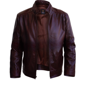 High Value Man (HVM) Men Distressed Maroon Red Vintage Genuine Leather Jacket - L