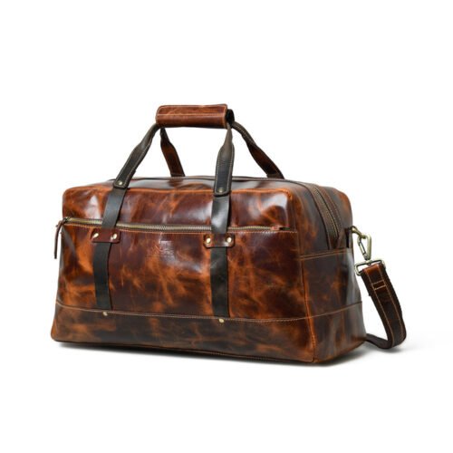 High Value Man (HVM) Espresso Elegance Carry on Duffle, Saddle Tan