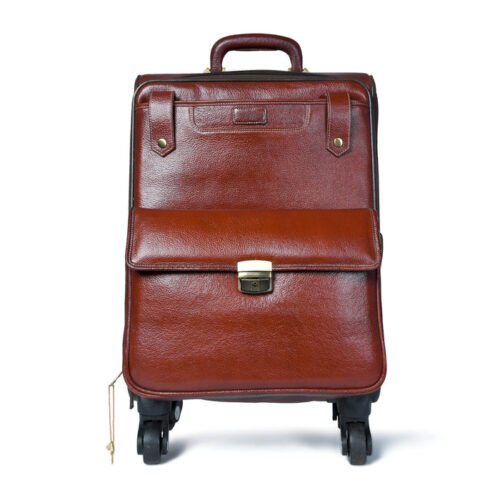 High Value Man (HVM) Leather Carry-On Trolly Bag